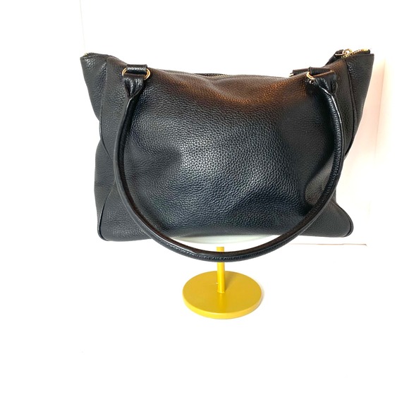 Kate Spade New York Black Pebbled Leather Shoulder Bag Gold Hardware Tote - Picture 2 of 7